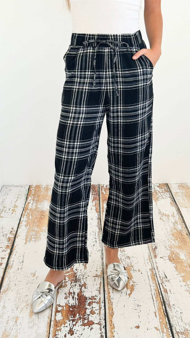 Classic Comfort Plaid Pijama Pants - Black-210 Loungewear/Sets-Love Poem-Coastal Bloom Boutique, find the trendiest versions of the popular styles and looks Located in Indialantic, FL