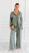 Seaside Sway Italian Linen Pants-Olive-100 Pants-FIORE-Coastal Bloom Boutique, find the trendiest versions of the popular styles and looks Located in Indialantic, FL