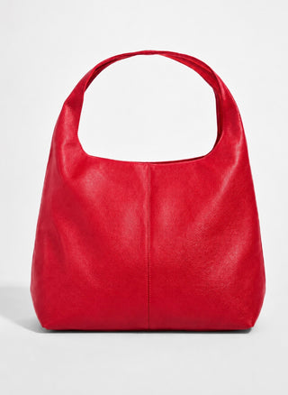 Italian Leather Hobo Bag- Red