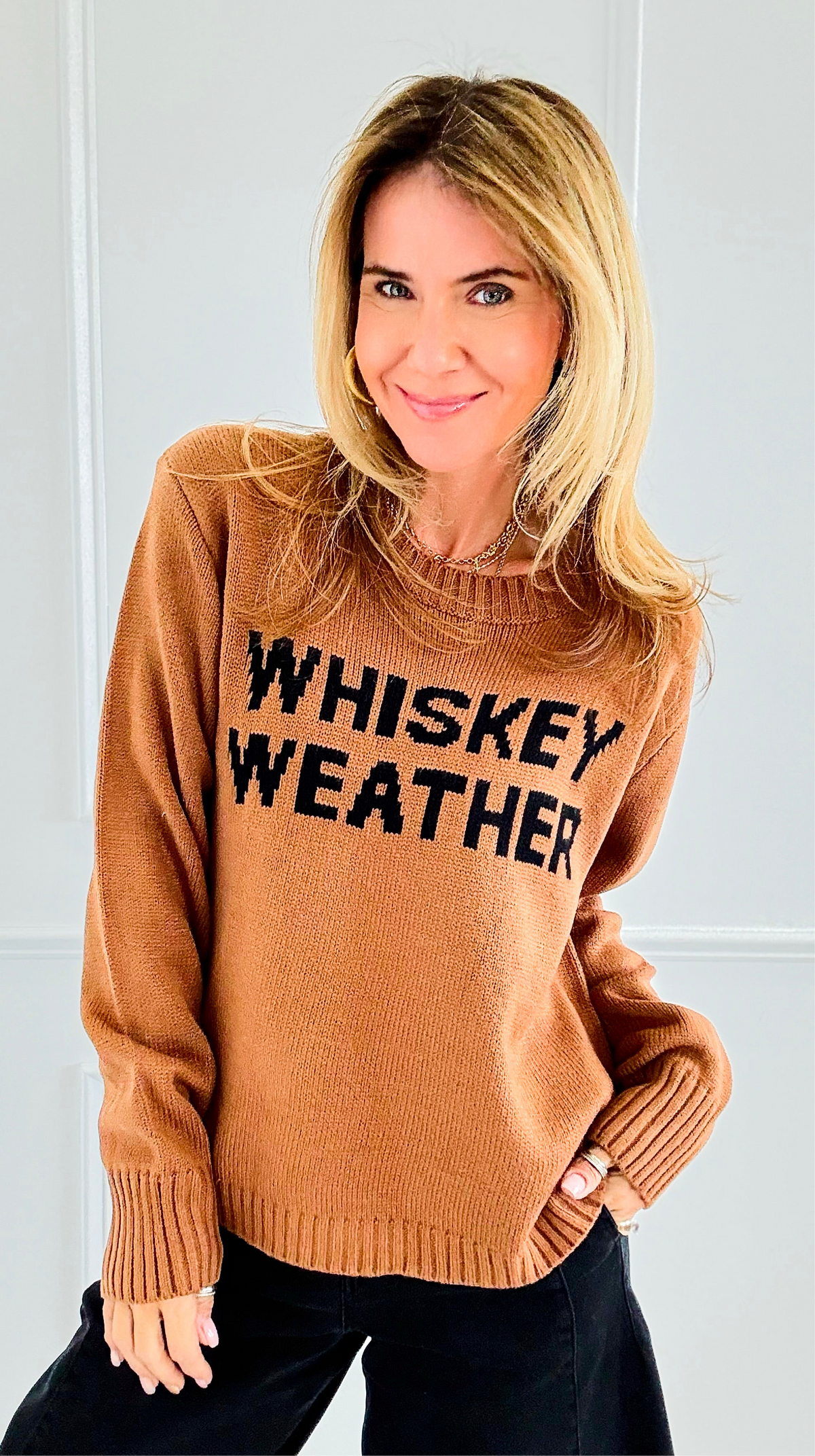 Whiskey Weather Sweater- Brown-140 Sweaters-PANACHE APPAREL-Coastal Bloom Boutique, find the trendiest versions of the popular styles and looks Located in Indialantic, FL