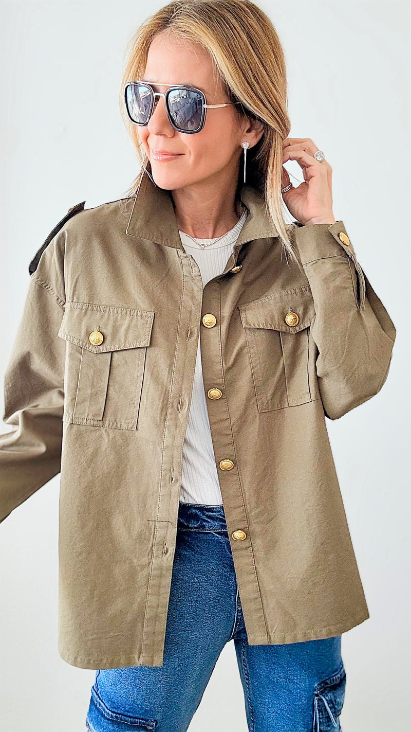 In The Field Shacket-160 Jackets-Blue Blush-Coastal Bloom Boutique, find the trendiest versions of the popular styles and looks Located in Indialantic, FL