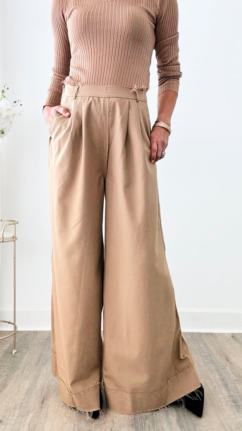 Raw Edge Wide Leg Pants-170 Bottoms-Vocal-Coastal Bloom Boutique, find the trendiest versions of the popular styles and looks Located in Indialantic, FL