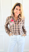 CB Custom - Wildflower Plans Button Down Top-110 Long Sleeve Tops-Active Basic / Holly-Coastal Bloom Boutique, find the trendiest versions of the popular styles and looks Located in Indialantic, FL