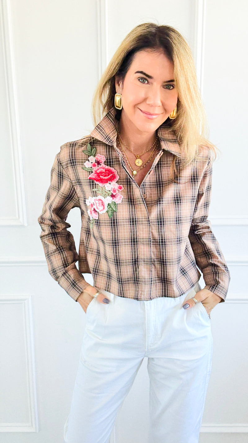 CB Custom - Wildflower Plans Button Down Top-110 Long Sleeve Tops-Active Basic / Holly-Coastal Bloom Boutique, find the trendiest versions of the popular styles and looks Located in Indialantic, FL