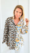 Spotted & Paisley Italian Button Top-110 Long Sleeve Tops-TATTOO Z-Coastal Bloom Boutique, find the trendiest versions of the popular styles and looks Located in Indialantic, FL