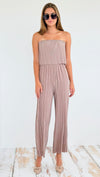 Pleated Strapless Jumpsuit-200 Dresses/Jumpsuits/Rompers-Love Poem-Coastal Bloom Boutique, find the trendiest versions of the popular styles and looks Located in Indialantic, FL