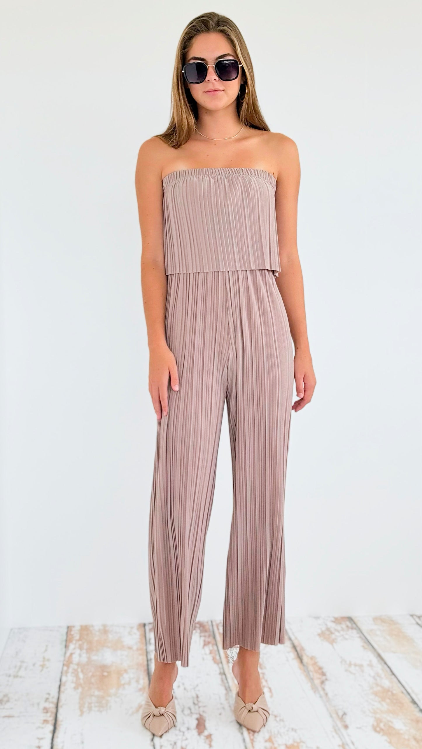 Pleated Strapless Jumpsuit-200 Dresses/Jumpsuits/Rompers-Love Poem-Coastal Bloom Boutique, find the trendiest versions of the popular styles and looks Located in Indialantic, FL