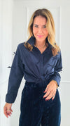 Elegance in Bows Top - Navy-130 Long Sleeve Tops-Joh Apparel-Coastal Bloom Boutique, find the trendiest versions of the popular styles and looks Located in Indialantic, FL