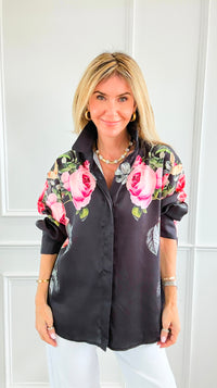 Nocturne Rose Italian Button Top