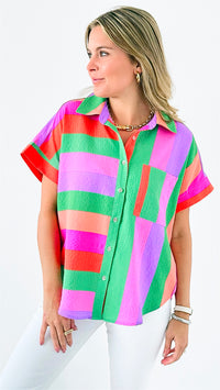 Striped Button-Up Top-130 Long sleeve top-Jodifl-Coastal Bloom Boutique, find the trendiest versions of the popular styles and looks Located in Indialantic, FL