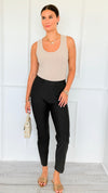 Signature Mid-Rise Ponte Pants - Charcoal-170 Bottoms-YELETE-Coastal Bloom Boutique, find the trendiest versions of the popular styles and looks Located in Indialantic, FL