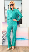 Long Sleeve Top & Wide Leg Pants Ruched Set-210 Loungewear/Sets-Rousseau-Coastal Bloom Boutique, find the trendiest versions of the popular styles and looks Located in Indialantic, FL