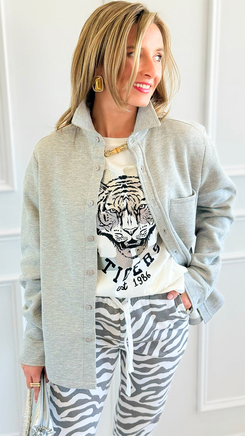 Eileen Fall Shacket - Heather Grey-160 Jackets-Rosio-Coastal Bloom Boutique, find the trendiest versions of the popular styles and looks Located in Indialantic, FL