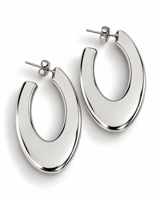 Stainless Steel Oval Drop Earring