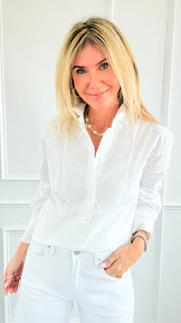 The Classic Tuxedo Italian Blouse- White
