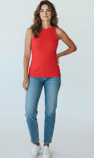 Sayre Tank Top - Ruby-100 Sleeveless Tops-Zenana-Coastal Bloom Boutique, find the trendiest versions of the popular styles and looks Located in Indialantic, FL