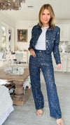 Distressed Sequin Denim Pants-170 Bottoms-KIWI-Coastal Bloom Boutique, find the trendiest versions of the popular styles and looks Located in Indialantic, FL