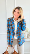 Plaid Power Blazer-160 Jackets-Rousseau-Coastal Bloom Boutique, find the trendiest versions of the popular styles and looks Located in Indialantic, FL