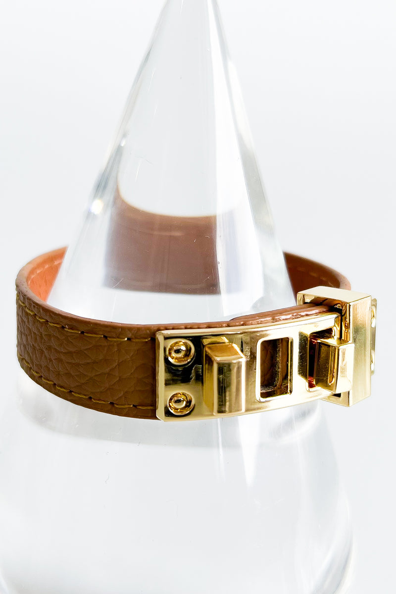 Square Adjustable Leather Bracelet - Khaki-230 Jewelry-Chasing Bandits-Coastal Bloom Boutique, find the trendiest versions of the popular styles and looks Located in Indialantic, FL