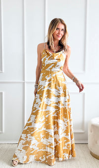 Cowl Maxi Dress-Silver/Golden Mustard-200 Dresses/Jumpsuits/Rompers-Aakaa-Coastal Bloom Boutique, find the trendiest versions of the popular styles and looks Located in Indialantic, FL