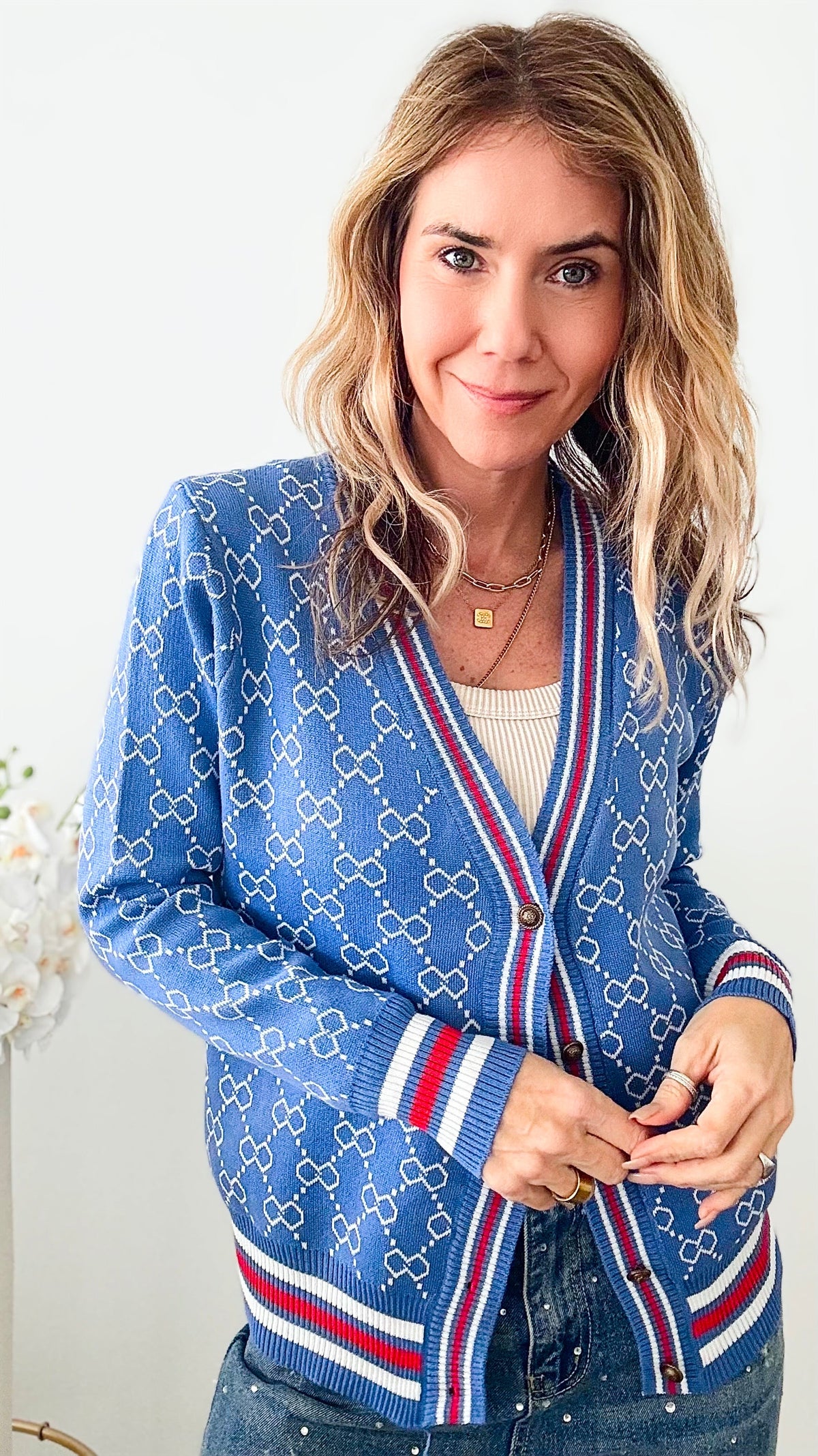 In the Loop Iconic Cardigan - Blue-140 Sweaters-CBALY-Coastal Bloom Boutique, find the trendiest versions of the popular styles and looks Located in Indialantic, FL