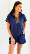 Weekend Mood Leopard Trim Set-210 Loungewear/sets-she + sky-Coastal Bloom Boutique, find the trendiest versions of the popular styles and looks Located in Indialantic, FL