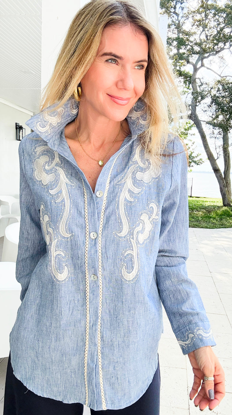 Whispers of Provence Blouse Top-130 Long Sleeve Tops-LA ROS-Coastal Bloom Boutique, find the trendiest versions of the popular styles and looks Located in Indialantic, FL