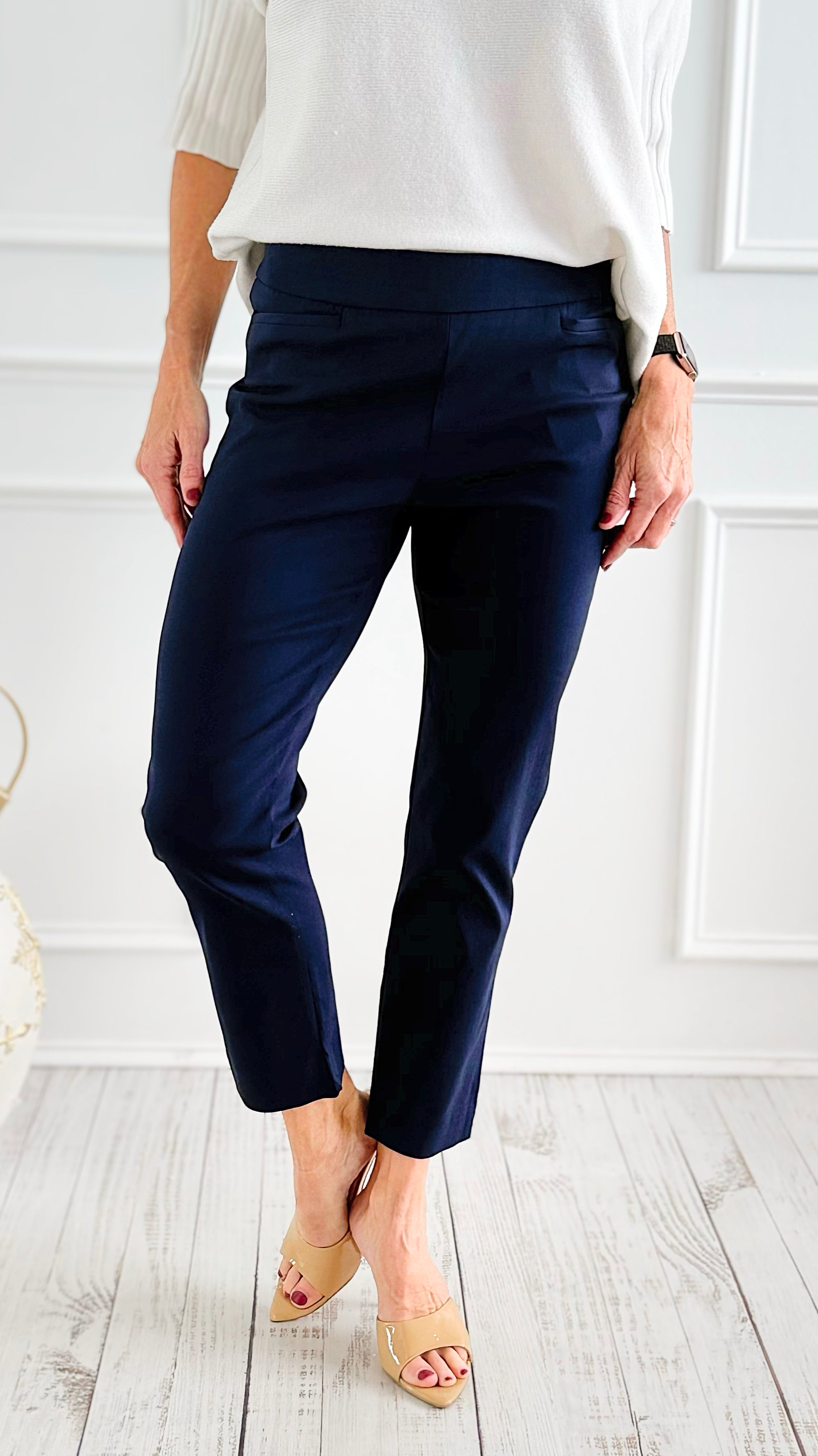 Weekend Muse Slim Ankle Pant-Navy Blue-100 Pants-spin usa-Coastal Bloom Boutique, find the trendiest versions of the popular styles and looks Located in Indialantic, FL