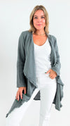 Seaside Breeze Drape Cardigan - Charcoal-150 Cardigans/Layers-V6-Coastal Bloom Boutique, find the trendiest versions of the popular styles and looks Located in Indialantic, FL