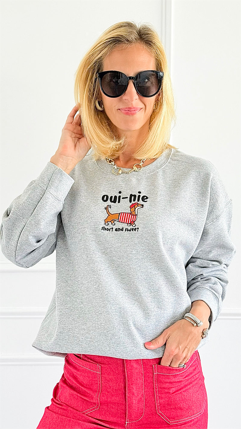 Short & Sweet Pup Sweatshirt-140 Sweaters-Sweet Claire-Coastal Bloom Boutique, find the trendiest versions of the popular styles and looks Located in Indialantic, FL