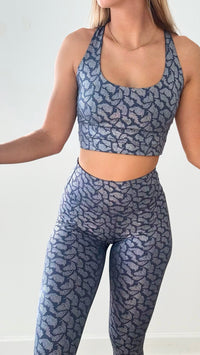 Metallic Crackle Indigo Set-210 Loungewear/Sets-Rae Mode-Coastal Bloom Boutique, find the trendiest versions of the popular styles and looks Located in Indialantic, FL