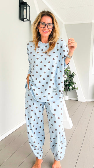La Spezia Polka Dot Italian Barrel Cotton Set- Sky Blue