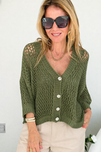 Capri Days Italian Knit Cardigan- Olive