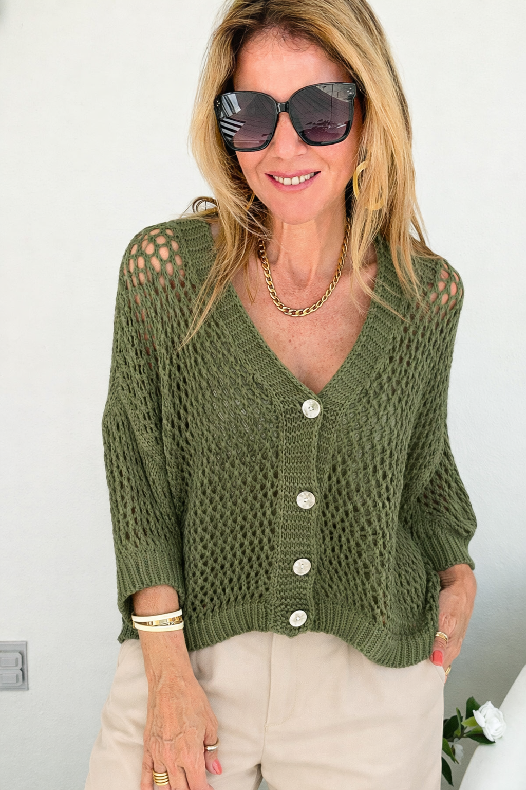 Capri Days Italian Knit Cardigan- Olive