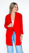 Boyfriend Waterfall Blazer - Red-150 Cardigans/Layers-BOOM BOOM JEANS-Coastal Bloom Boutique, find the trendiest versions of the popular styles and looks Located in Indialantic, FL