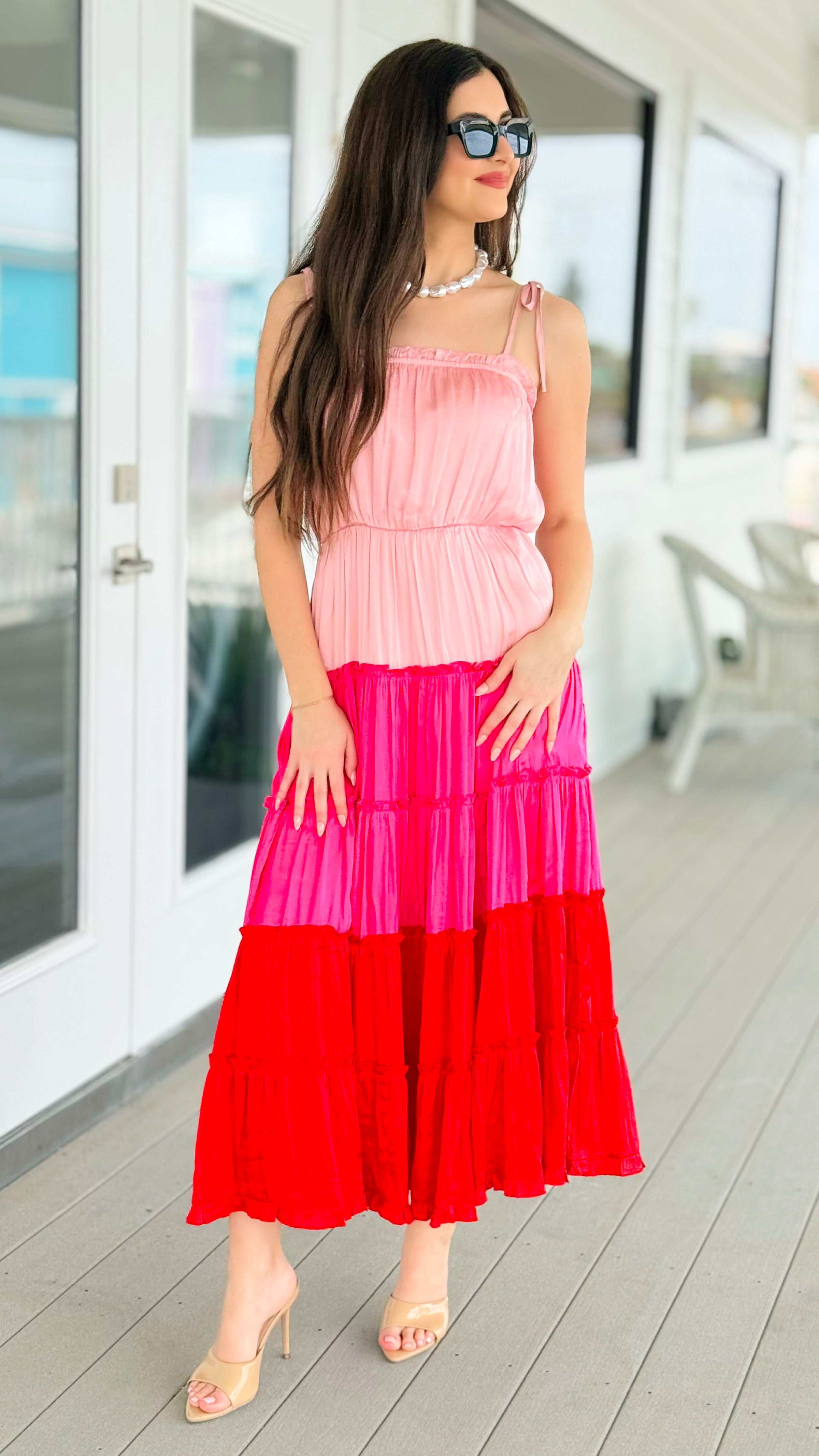 chinese dress ladies Multi Color Abstract Print Maxi Dress V / Multi / S