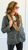 Luxe Tweed Italian Fur Jacket-160 Jackets-AZUL MONACO-Coastal Bloom Boutique, find the trendiest versions of the popular styles and looks Located in Indialantic, FL