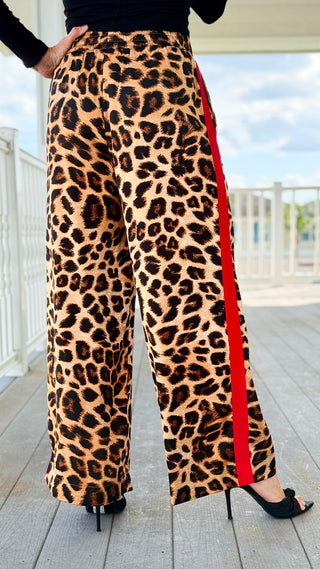 Leopard Stripe Lounge Pants - Red/Wild