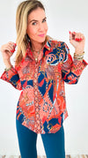 Saddle Button Down Shirt-130 Long Sleeve Tops-Gretchen Scott-Coastal Bloom Boutique, find the trendiest versions of the popular styles and looks Located in Indialantic, FL