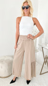 Crinkle Cotton Tiered Palazzo Pants-170 Bottoms-EASEL-Coastal Bloom Boutique, find the trendiest versions of the popular styles and looks Located in Indialantic, FL