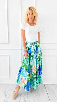 Hydrangea Italian Maxi Skirt-170 Bottoms-Venti6-Coastal Bloom Boutique, find the trendiest versions of the popular styles and looks Located in Indialantic, FL