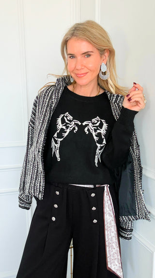 Midnight Riders Horse Knit Sweater