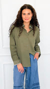 Delicate Edge Embroidered Blouse- Olive-170 Bottoms-V SKY-Coastal Bloom Boutique, find the trendiest versions of the popular styles and looks Located in Indialantic, FL