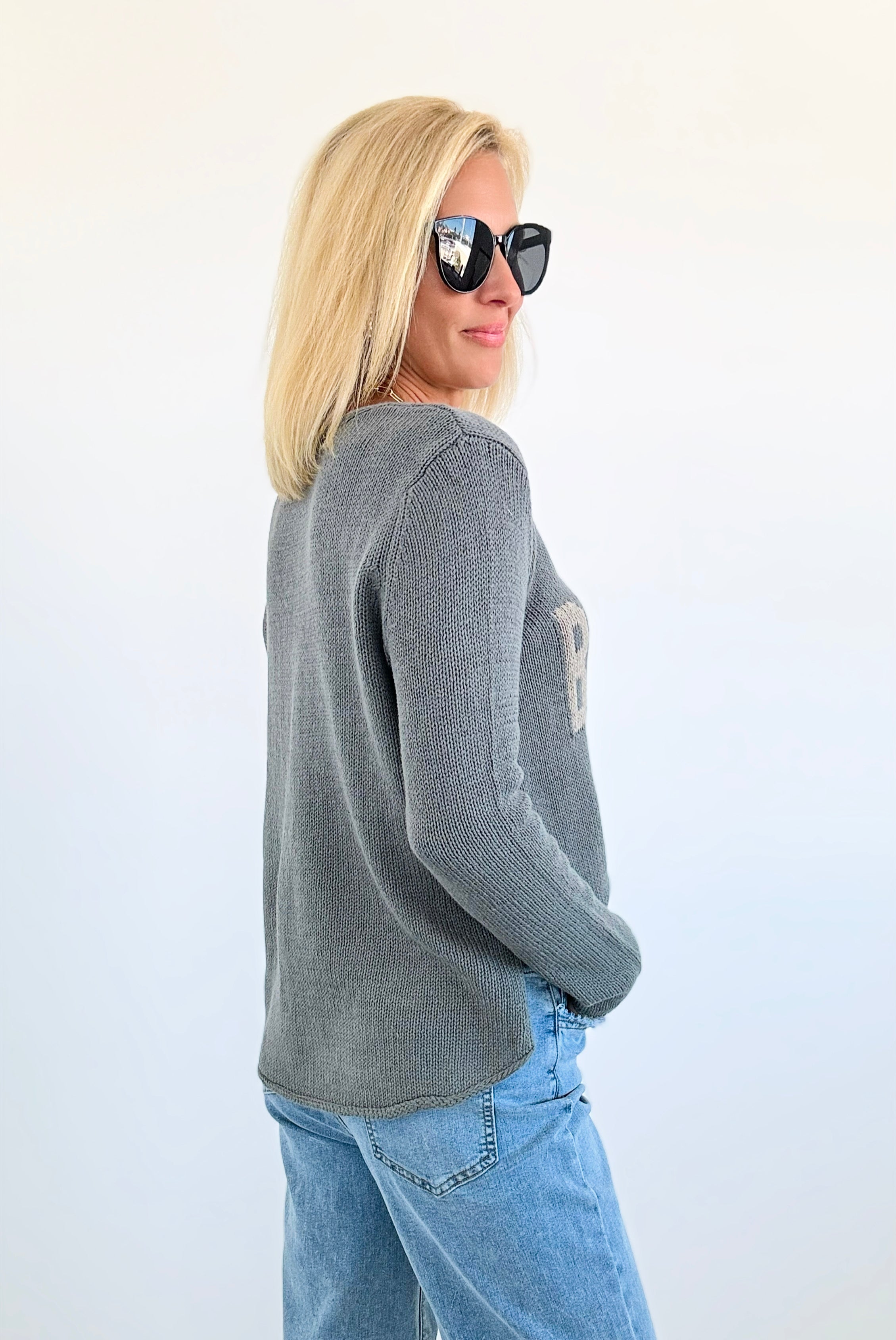 "Beach" Lightweight Knit V Neck Sweater - Army Green-140 Sweaters-MIRACLE-Coastal Bloom Boutique, find the trendiest versions of the popular styles and looks Located in Indialantic, FL