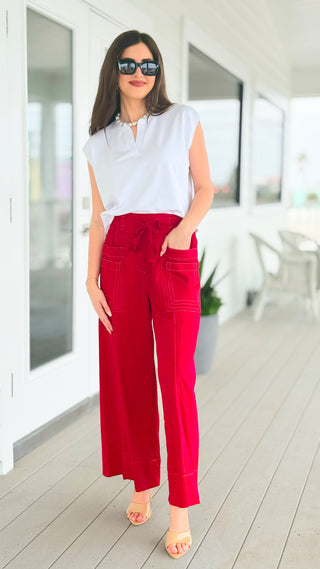 Structured Ease Pants - Red