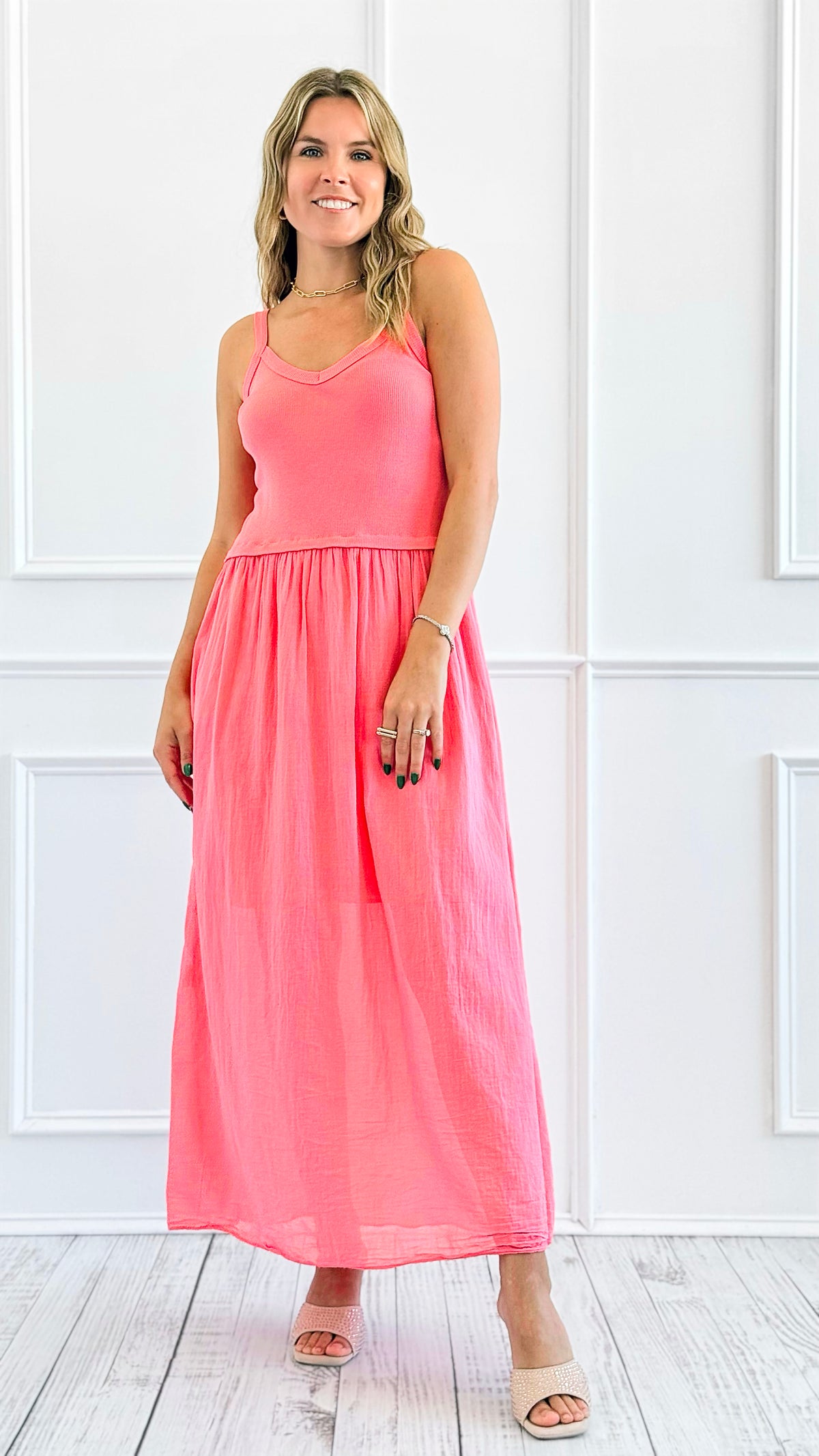 Breezy Stroll Italian Dress- Coral-200 Dresses/Jumpsuits/Rompers-Italianissimo-Coastal Bloom Boutique, find the trendiest versions of the popular styles and looks Located in Indialantic, FL