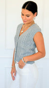 Chunky Cable Sweater Vest - Grey-150 Cardigans/Layers-Be Cool-Coastal Bloom Boutique, find the trendiest versions of the popular styles and looks Located in Indialantic, FL