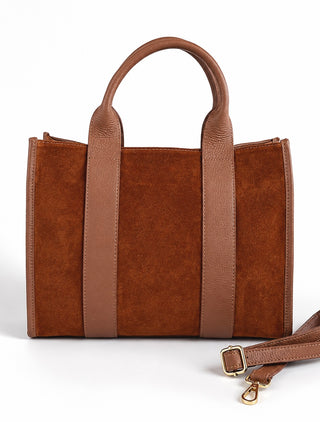Capri Italian Suede Tote- Camel