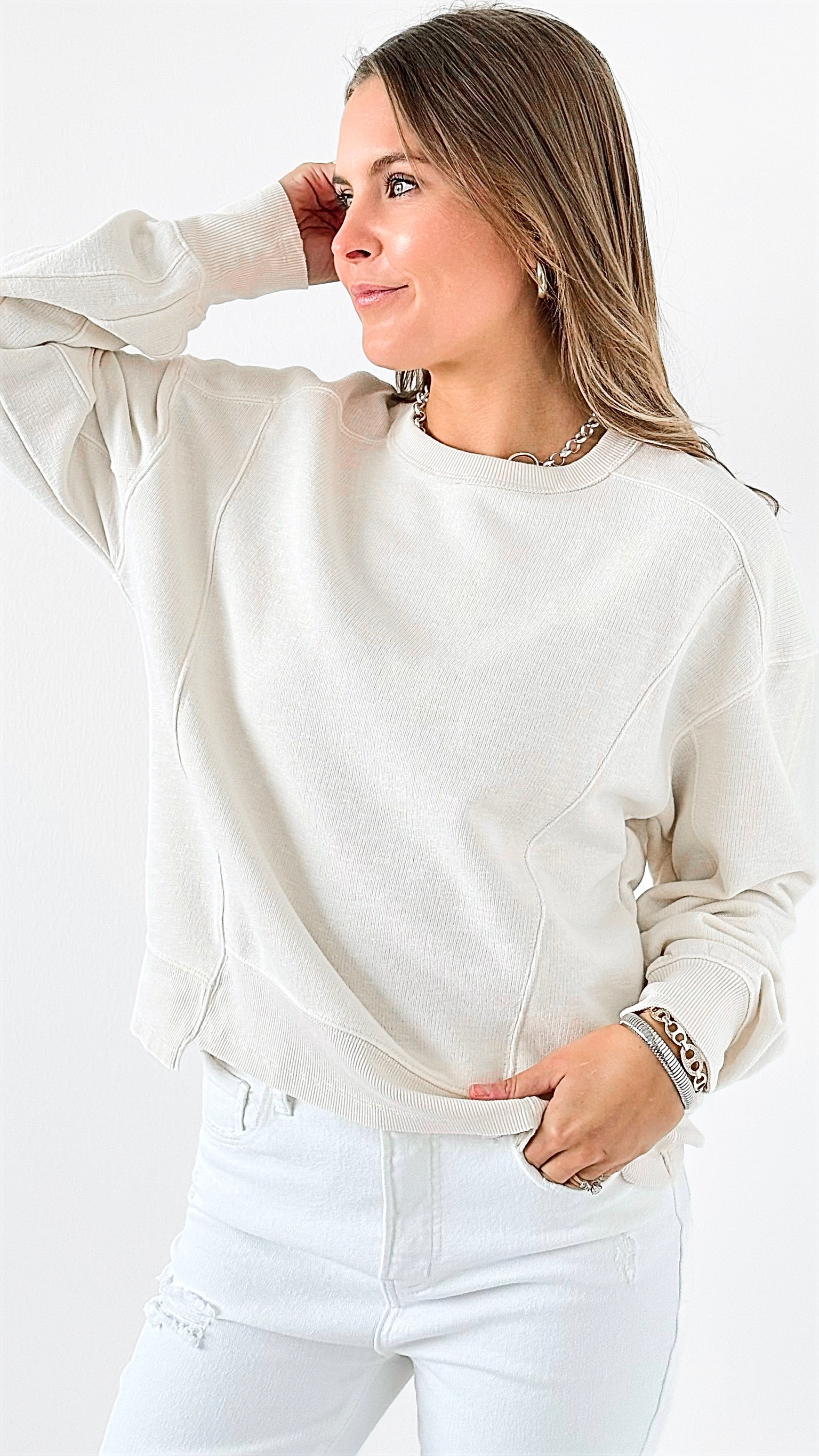 Effortless Relaxed Sweatshirt-130 Long Sleeve Tops-HYFVE-Coastal Bloom Boutique, find the trendiest versions of the popular styles and looks Located in Indialantic, FL