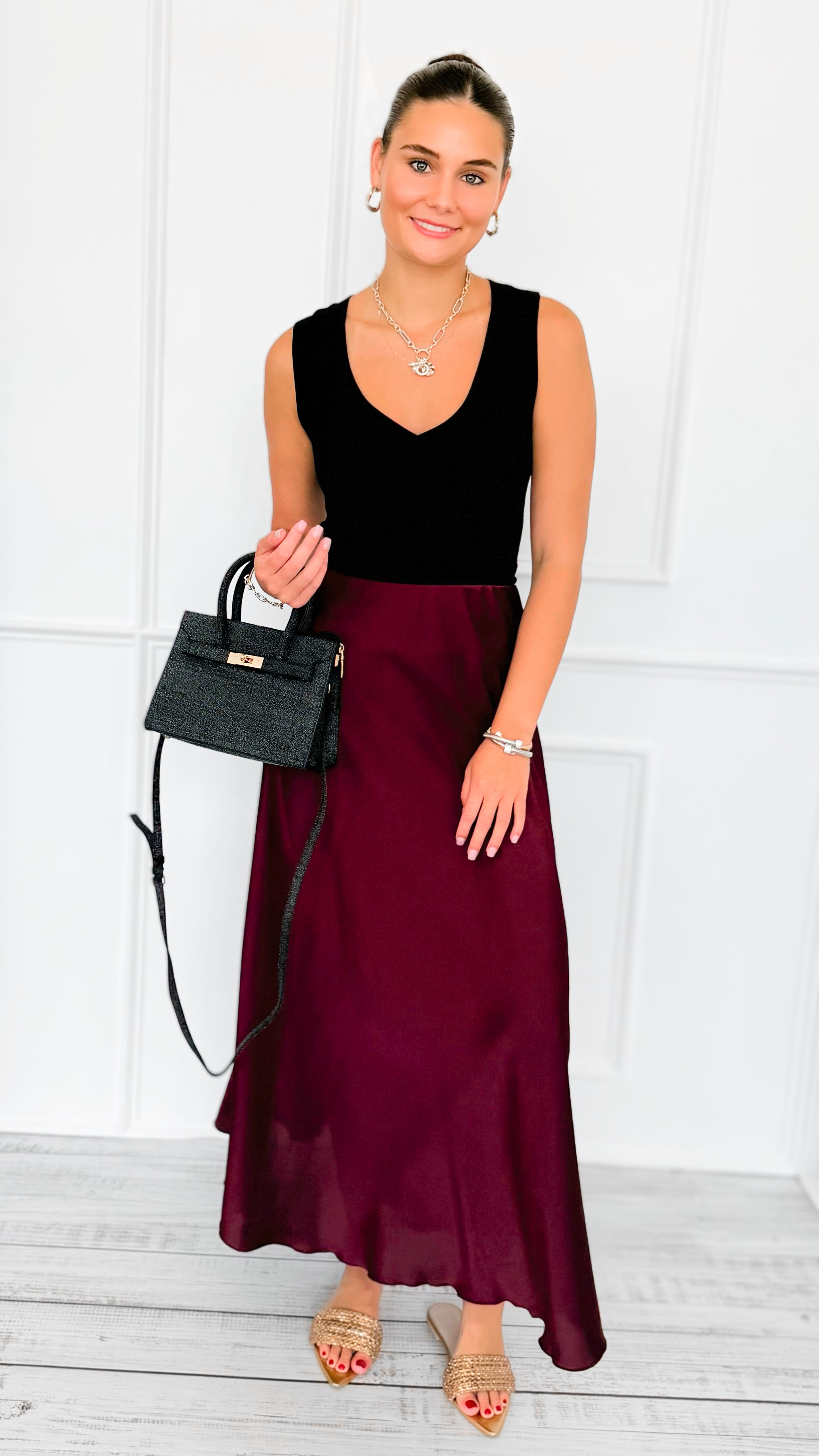 Isabella Italian Skirt- Wine-170 Bottoms-SEE YOU IN ROME-Coastal Bloom Boutique, find the trendiest versions of the popular styles and looks Located in Indialantic, FL